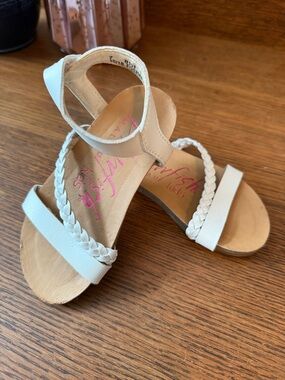 Braided Ankle-Strap Girls' Sandals in White